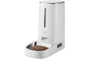 ELECOM Automatic Pet Feeder for Cats and Dogs, 4L Capacity, Programmable Timer, Portion Control, Voice Recording, Auto Cat Feeder w/Freshness Preserve, Up to 6 Meals Per Day (Single Tray)