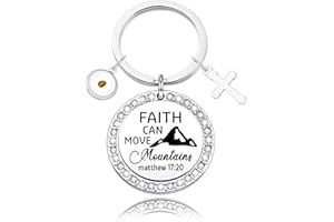 WKXZMTR Christian Jewelry Motivational Gift Faith Can Move Mountains keychain Matthew 17:20 With Mustard Seed Keychain