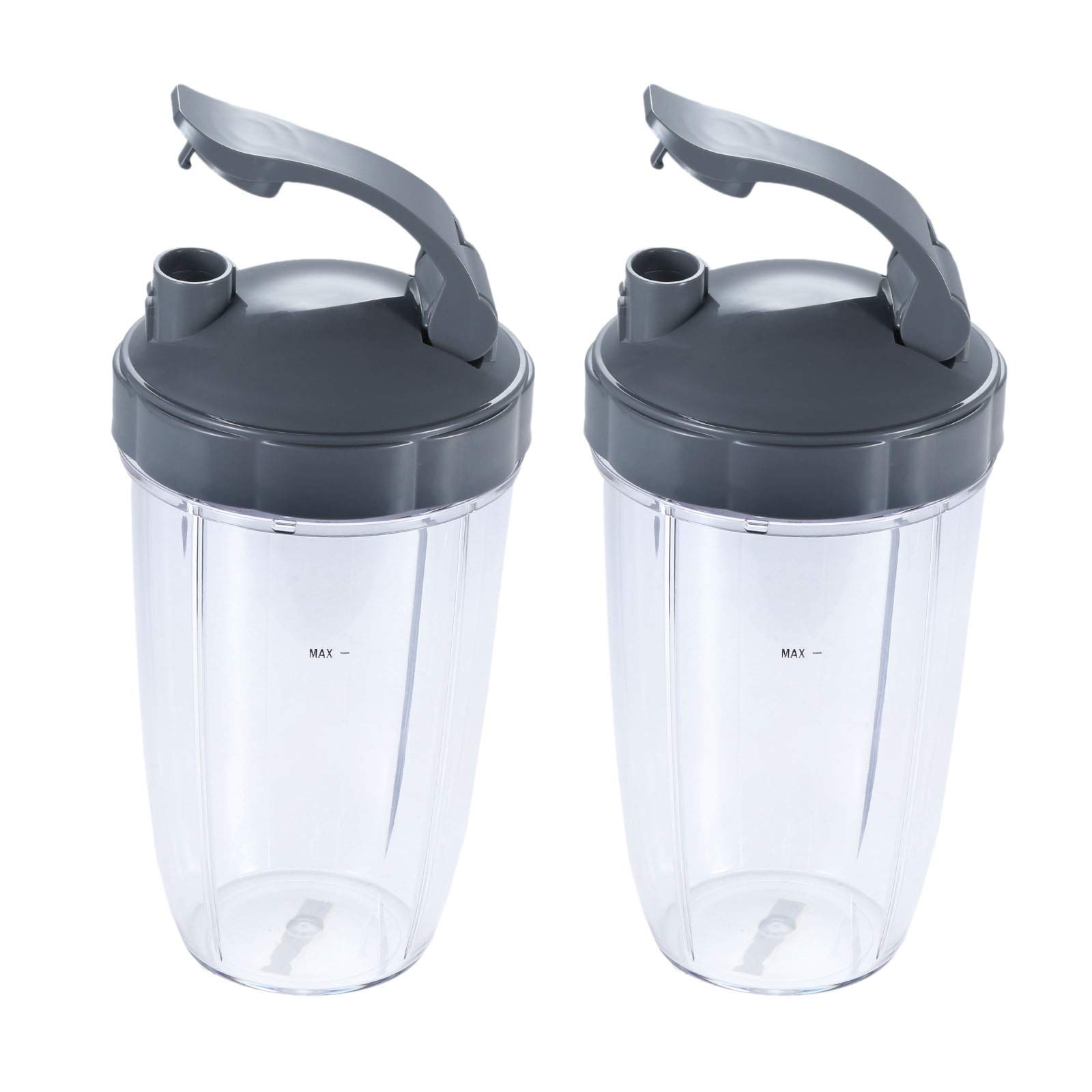 Blender Cup 24oz Cups with Flip Top To Go Lid, Compatible with Nutribullet 600W Pro 900W Blender Juicer (Pack of 2)