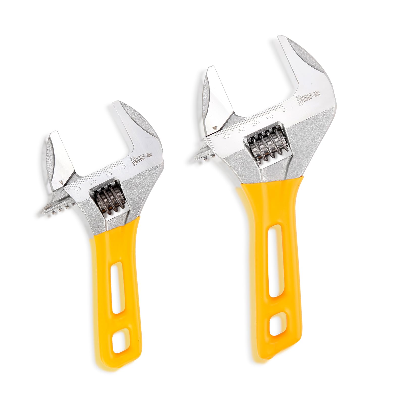 Sharp-tec Thin Adjustable Spanner Set 6-inch and 8-inch, Wide Jaw Adjustable Spanner for Basin Waste Under Sink, Stubby Slim Plumbers Wrench, Plumbing Hand Tool Set