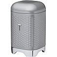 LOVELLO KitchenCraft Textured Tea Caddy with Geometric Hexagon Pattern, 11 x 11 x 19 cm (4.5" x 4.5" x 7.5") - Shadow Grey