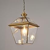 Milaii Copper Brass Outdoor Pendant Light, 16.5" H Large Lantern Hanging Light Fixtures Waterproof Porch Light Outdoor Chande
