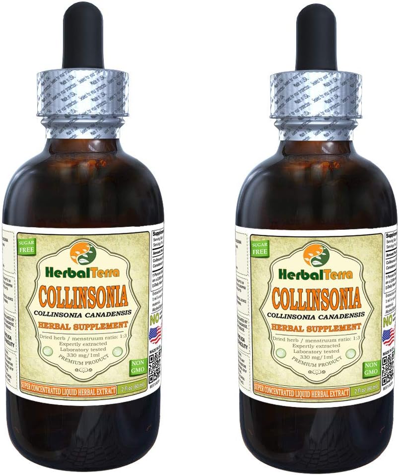 Collinsonia (Collinsonia Canadensis) Tincture, Dried Root Liquid Extract (Brand Name: HerbalTerra, Proudly Made in USA) 2x2 fl.oz (2x60 ml)