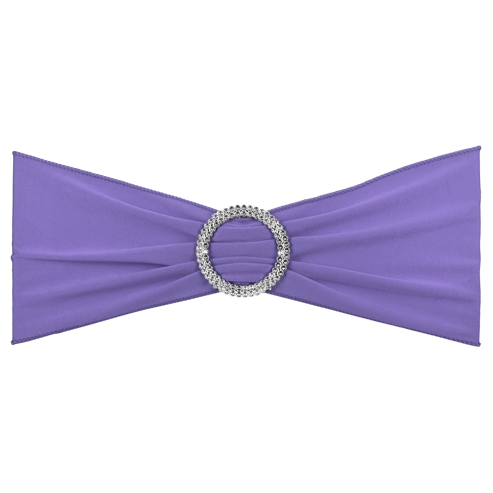 PATIKIL 13" x 5" Stretch Chair Sashes Bows, 25 Pack Elastic Chair Bands Sashes with Buckle Slider for Wedding Banquet Decorations, Light Purple