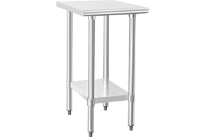 HARDURA RESTAURANT EQUIPMENT HARDURA Stainless Steel Table 24X18 Inches with Undershelf and Galvanized Legs NSF Heavy Duty Commercial Prep Work Table for Restaurant Kitchen Home and Hotel