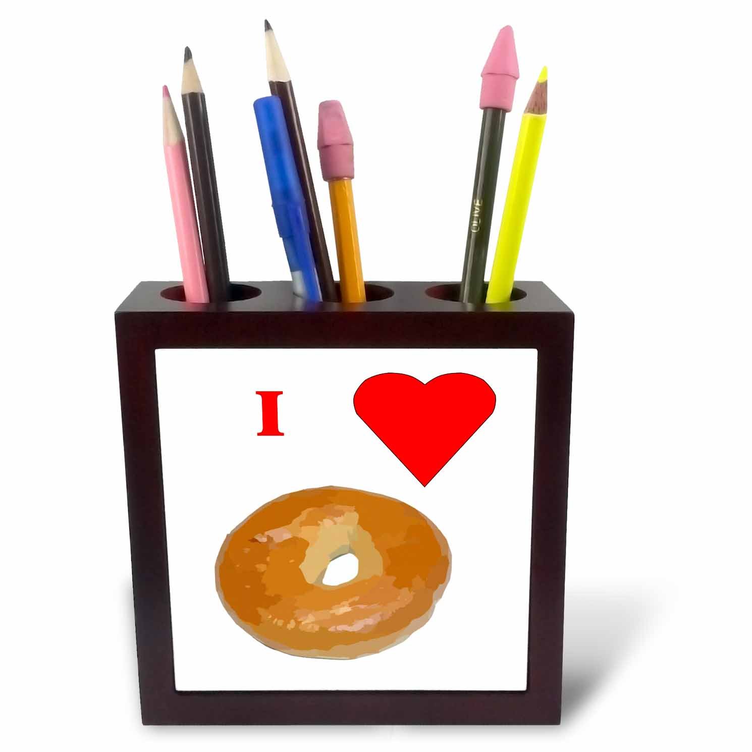 3dRose ph_60655_1 5-Inch "Love Bagels" Tile Pen Holder