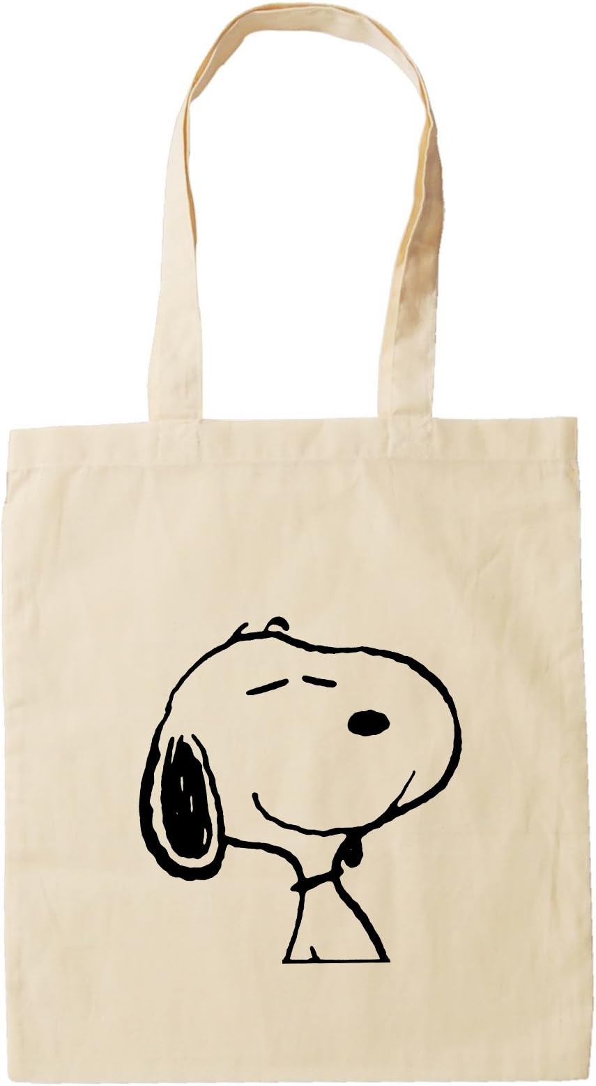 Smiling Snoopy Tote Bag, Natural Cotton Adorable Snoopy Gift - Reusable Shopping Bag, Perfect Beach Bag and Shoulder Bag. Great Summer Tote Bag.