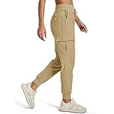 MAGCOMSEN Womens Cargo Joggers Lightweight Quick Dry Hiking Pants UPF 50 Athletic Workout Travel Casual Zipper Pockets
