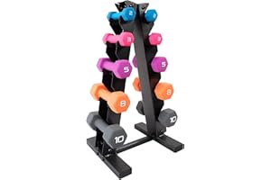 HolaHatha 2, 3, 5, 8, and 10 Pound Neoprene Dumbbell Free Hand Weight Set with Rack, Ideal for Home Exercises to Gain Tone and Definition, Pastel