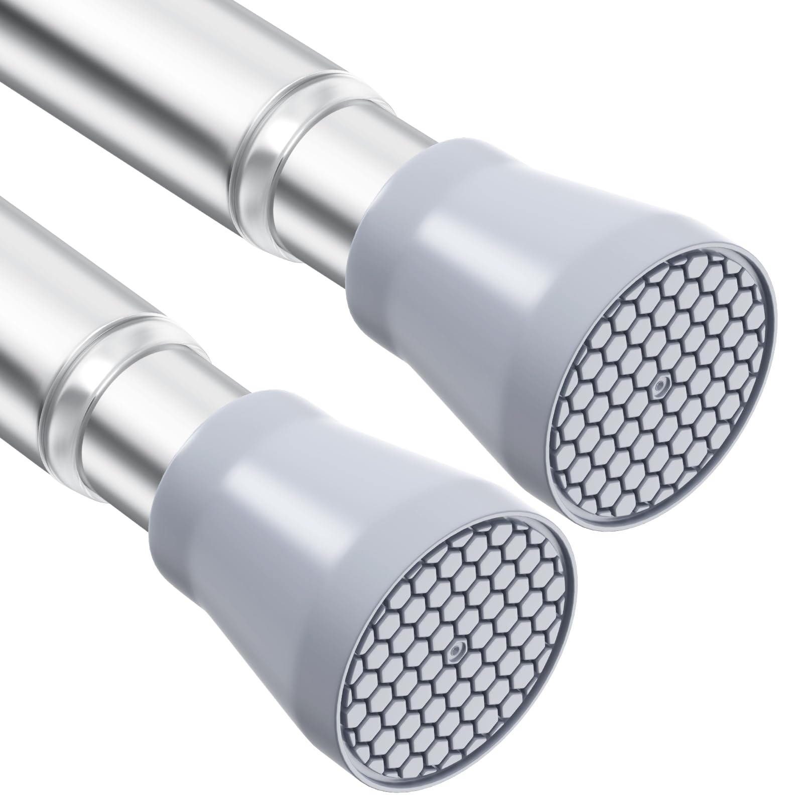 AIZESI 2pcs Tension Curtain Rods for Window 85-150 cm, Silver Small Curtain Rods 7/8",Never Rust Spring Curtain Rod Adjustable.