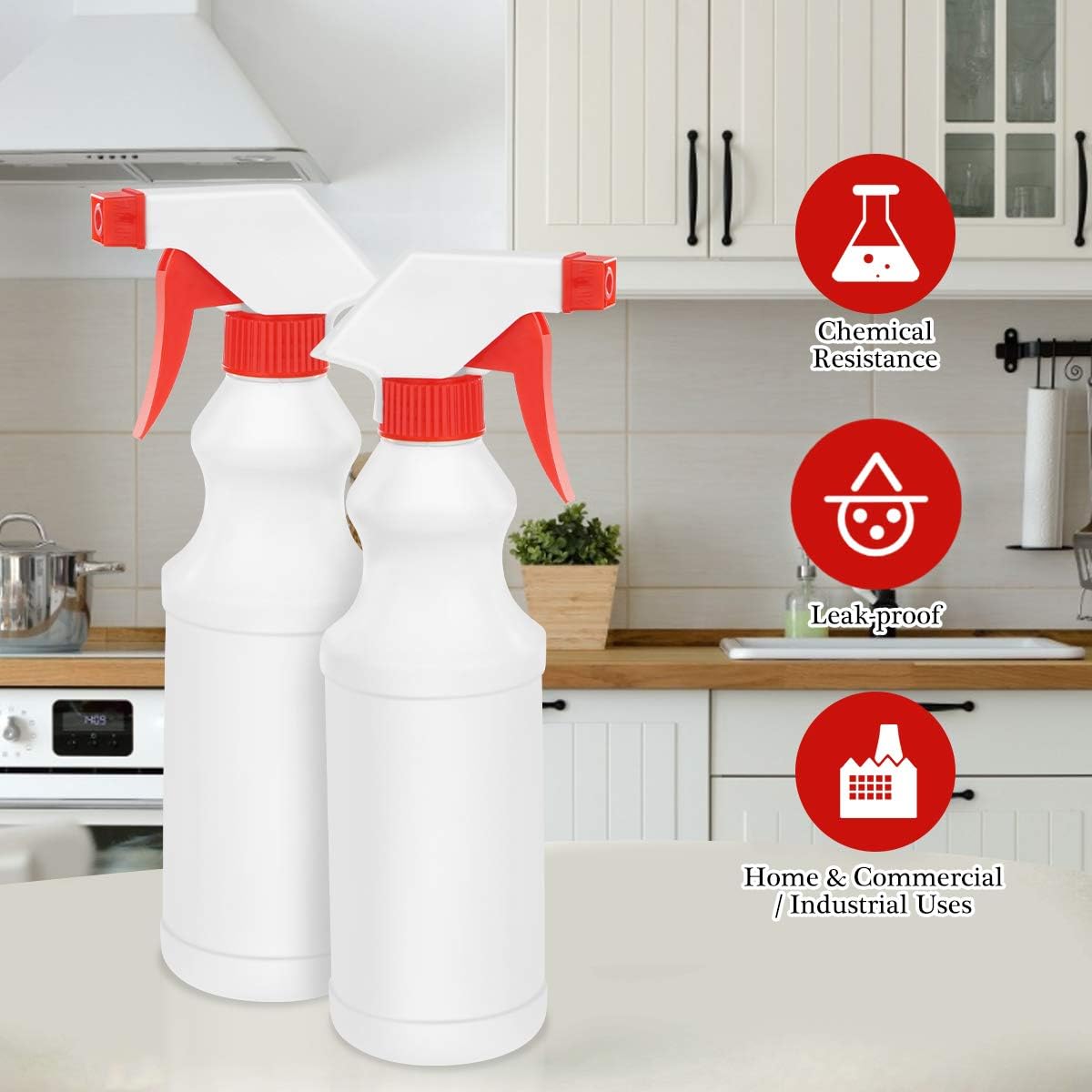 BrightU Plastic Spray Bottle (2 Pack, 16 Oz，All-Purpose) for Home, Garden, Chemicals, and Other Cleaning Solutions, 3 Modes Adjustable Nozzle, 100% Leak-Off, Alcohol Safe : Garden & Outdoor