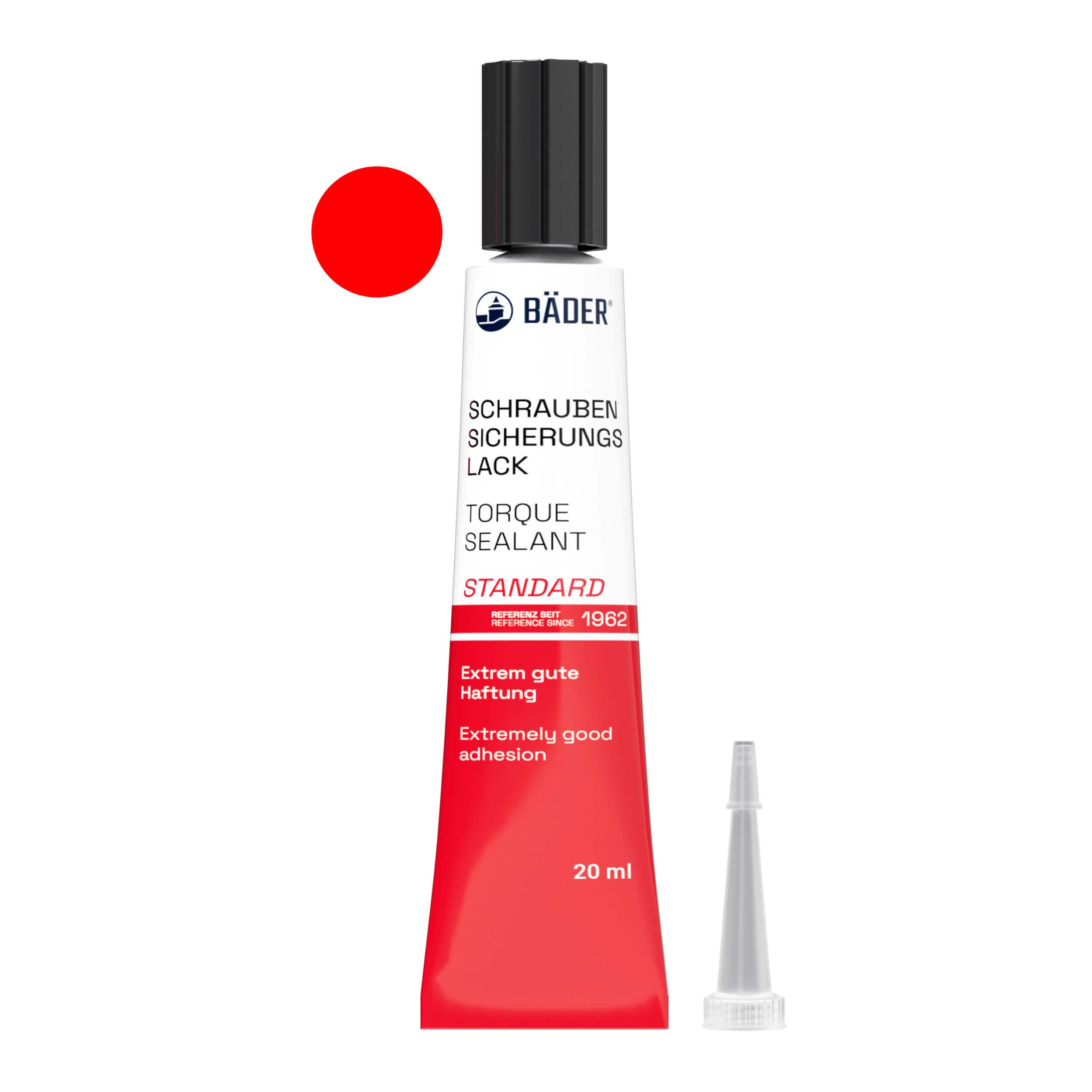 ORIGINAL BÄDER Torque Seal Tamper Proof Indicator STANDARD color RED 20ml - Threadlocker Made in Germany since 1962 - Security pen for sealing and proof of manipulation.