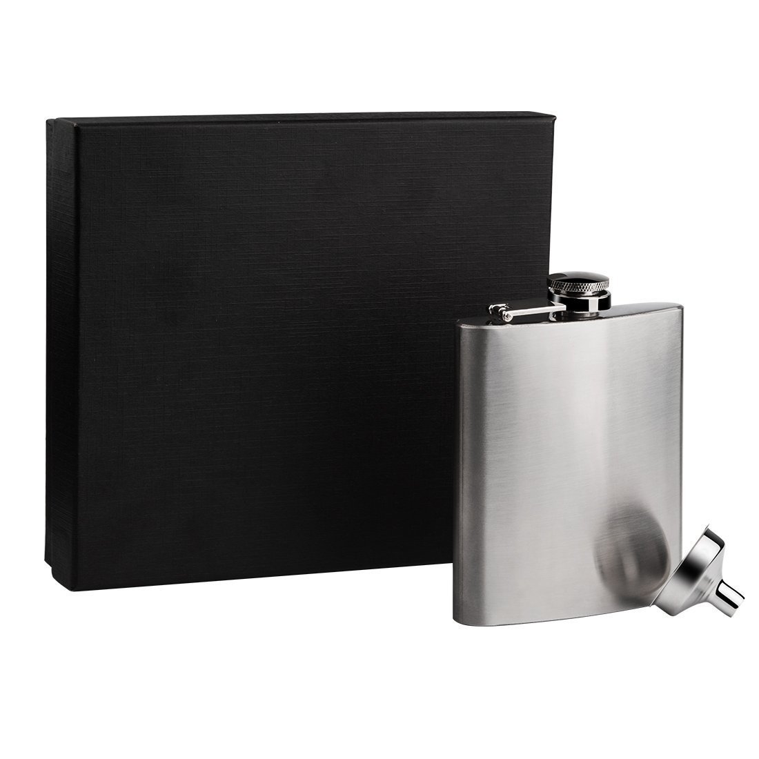 KoKeo_Store Stainless Steel Hip Flask Set with Gift Box 7oz 196ml Hip Flask with Funnel & Shot Cups Stainless Steel Hip Flask Portable Flagon Wine Bottle for Liquor/Wine/Whiskey (Silver)