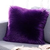 vctops Double-Sided Faux Fur Sheepskin Decorative Throw Pillow Cover Luxury Super Soft Plush Cushion Case for Sofa or Bed (18"x18",Purple)