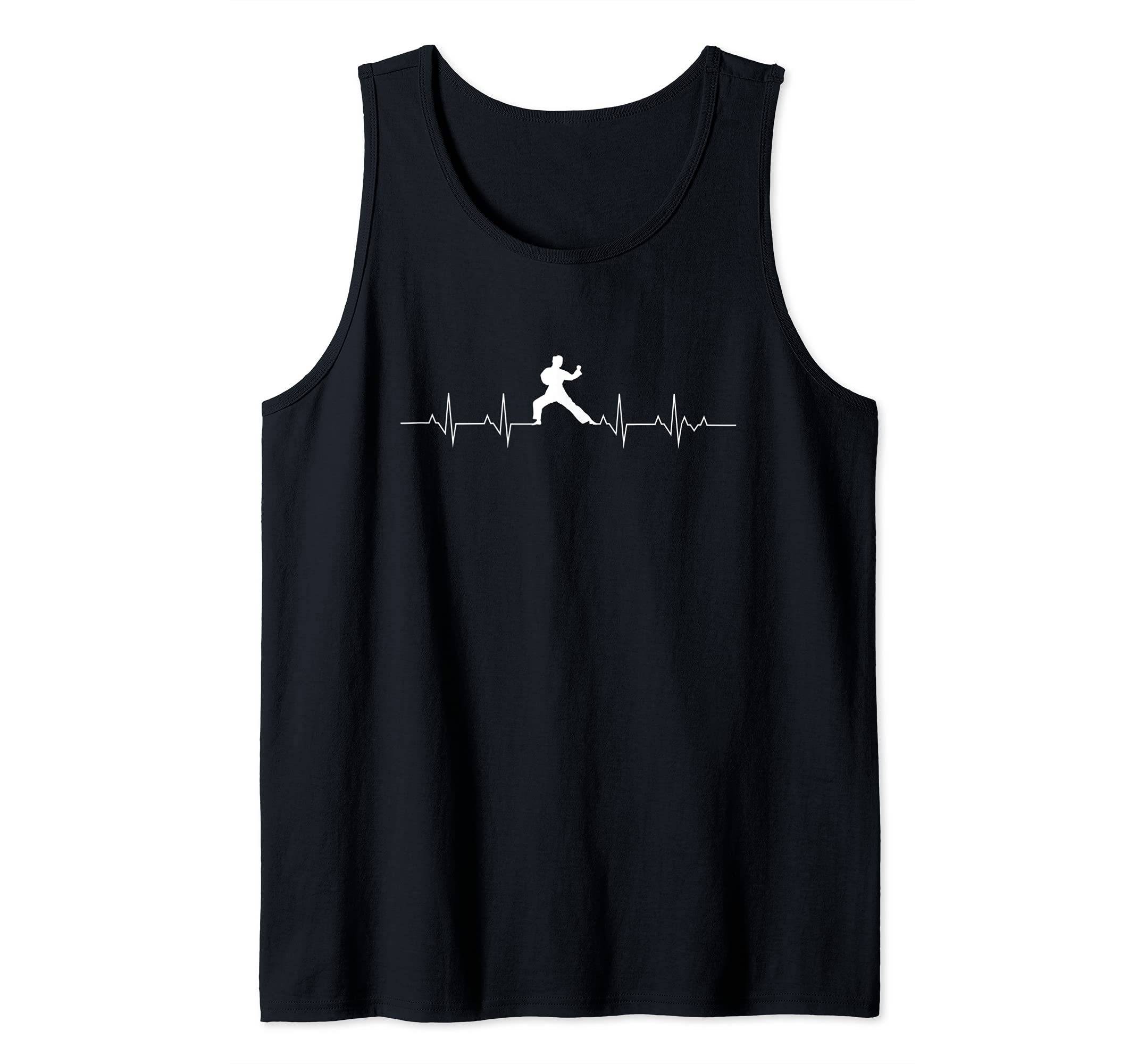Athlete Sparring Martial Arts Black Belt Heartbeat Karate Tank Top