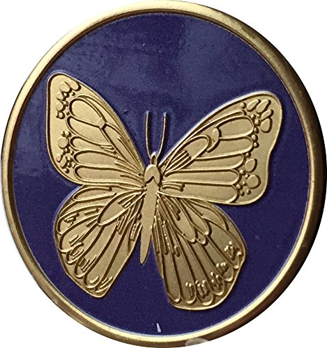Wendells Purple Bronze Butterfly Medallion Chip With Serenity Prayer On The Back
