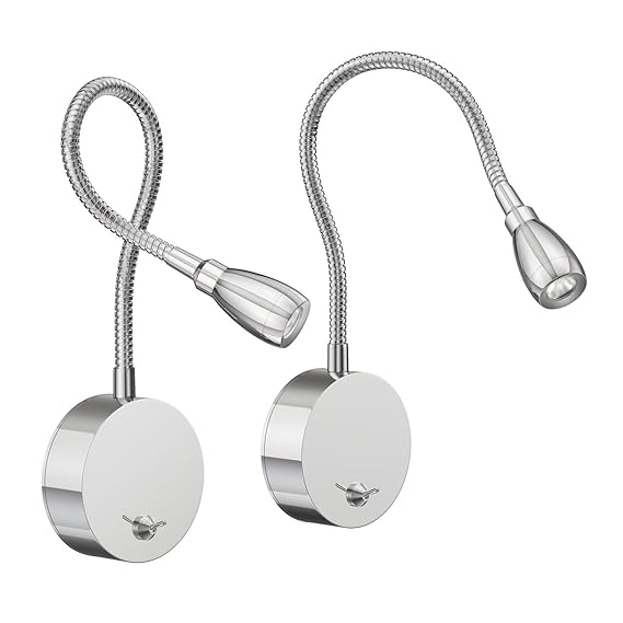 parlat LED Lese-Lampe/Wand-Leuchte Han, Schwanenhals, Chrom, Schalter, weiß, 2 Stk.