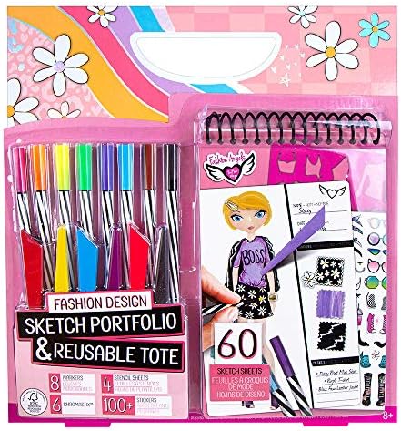 Fashion Angels ファッションデザイン スケッチポートフォリオキャリーキーパー ファッション ぬりえブック キャリートート マーカークレヨン