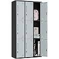 MIIIKO Metal Lockers 3 Tier 3-Wide, Employee Storage Locker with Keys and 9 Doors, 71" Tall Locking Storage Shelf Organizer for Work, School and Gym