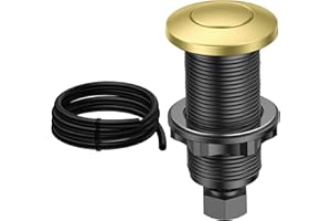 ANWOLL Air Activated Sinktop Switch Push Button for Garbage Disposal, Brushed Gold Finish, Compatible with Moen® Faucets, Sink Top Button with Hose, Universal Countertop Design