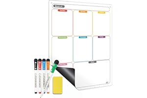 Mag-Fancy Magnetic Calendar for Fridge – Weekly Dry Erase Planner with Large Daily Writing Space, Reusable Whiteboard Schedul