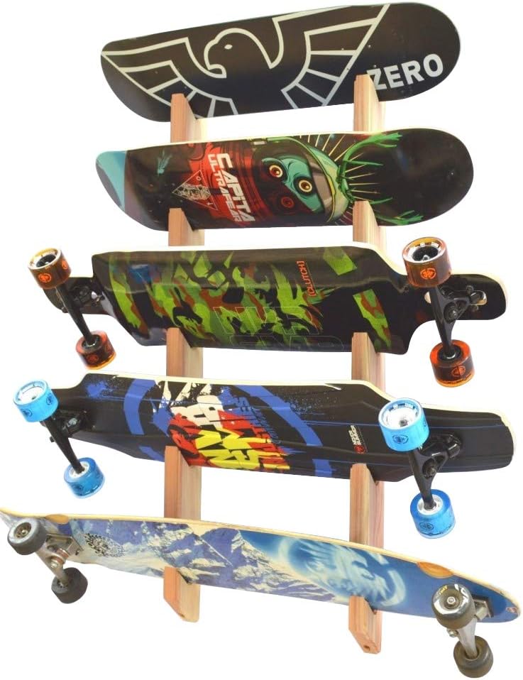 Pro Board Racks Skateboard Longboard Wall Rack Mount - Holds 5 Boards