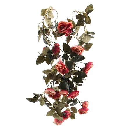home pack of 2pcs artificial silk rose flowers leaf garland ivy leaves vines flower for wedding home hotel party garden craft art decor red artificial dried flora uni tankers dk