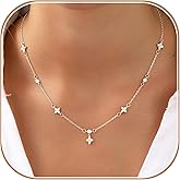 LUNADORN Dainty Gold Silver Necklaces for Women Trendy Non Tarnish 14K Gold Plated Cubic Zirconia Diamond Necklace Layered Cute Station Choker Necklace Stack for Women Jewelry Gifts