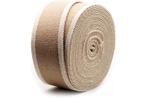 CRAFTMEMORE 1 1/2 Inches Cotton Webbing Strap, Two Tone Heavy Webbing Straps for Arts and Crafts, Luxury Bag Strap (5 Yards, Tan-Ivory)