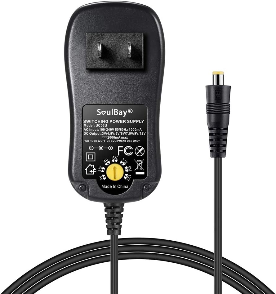 [Upgraded Version] SoulBay Universal AC/DC Adapter Multi-Voltage Regulated Switching Power Supply with 8 Selectable Adapter Plugs, for 3V to 12V Home Electronics, 2Amps Max: Home Audio & Theater