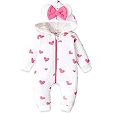 AMAWMW Newborn Baby Girl Winter Outfit Hooded Jumpsuit Infant One Piece Romper Baby Warm Snowsuit Clothes Gifts Set