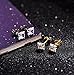 ORAZIO 8 Pairs Stainless Steel Stud Earrings For Mens Womens Clear Square Cubic Zirconia Inlaid, 3mm-6mm