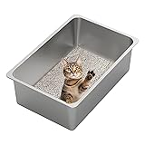Kirecoo Stainless Steel Cat Litter Box XXL- Metal
