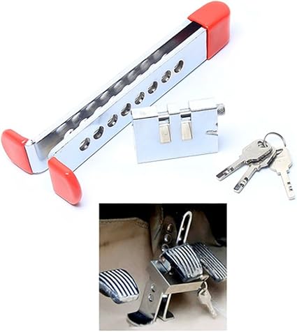 Amazon Com Anti Theft Device 8 Holes Clutch Lock Stainless Steel Car Brake Pedal Lock Sports Outdoors