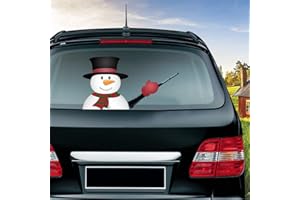 Dreothy Christmas Decor Snowman Waving Arm Stickers Rear Wiper Decal Waterproof PVC Rear Windshield Wiper Stickers for Cars Window Decals Rear Wiper Vehicle Tags for Wiper Blade Decal (Snowman with black hat)