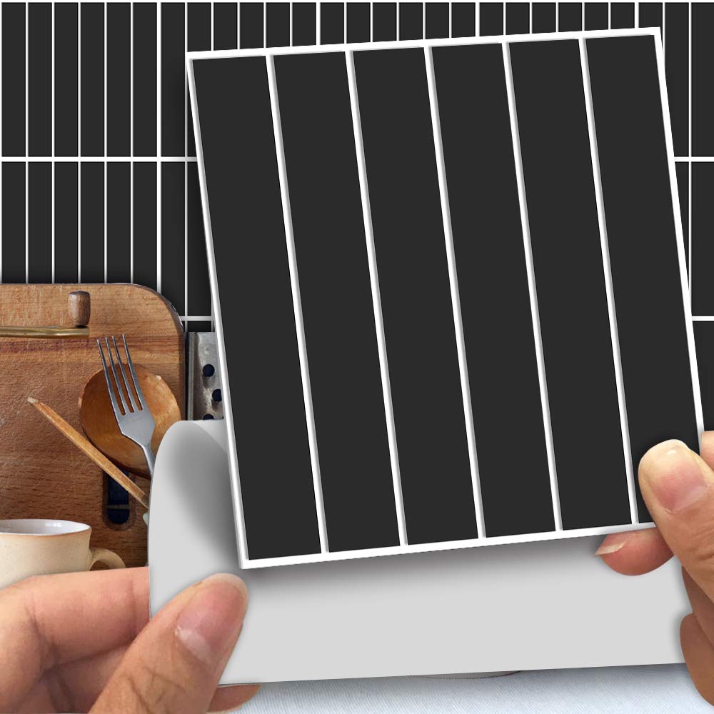 Alwayspon Wall Tile Transfers Sticker for Home Decor, Peel & Stick self-Adhesive splashback, Tile Decals for Living Room Kitchen Bathroom Wall Decor, 25 Pieces White and Black Tile Sticker