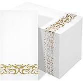 100 PCS Gold Paper Napkins, 3-Ply Premium Quality Disposable Decorative Paper Napkins, 15.7 x 13 Inch Soft Hand Towels Cocktail Napkins for Guest, Kitchen, Baby Shower Birthday Wedding Xmas Party