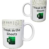 KRLWO 11oz Funny Coffee Mug Spreadsheet Design with Freak in the Sheets Print Perfect for Accountants, Finance Professionals, Bankers, Coworkers, CPA, CFO, Analysts