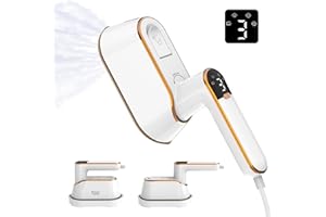 KSSVZZ Portable Travel Steamer Iron for Clothes with LCD Display - 4 Mode Handheld Mini Clothing Steam Iron, 1200W Small Garment Steamer, Hand Held Fabric Steamer for Home, Dorm, Travel (120V ONLY)(White)