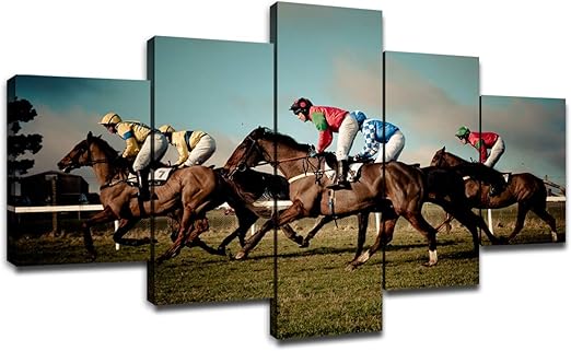 Amazon Com Horse Racing Wall Decor Modern Art Paintings 5 Piece