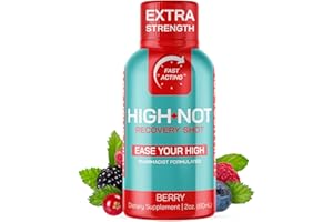 HIGH NOT EASE YOUR HIGH HIGH NOT Berry Flavored Recovery Shot – Rapid Relief for Intense THC̈̈ Effects – Fast-Acting Plant-Based Energy Shot with L-Theanine & Terpenes – Vegan Brain Booster & Morning Recovery Drink