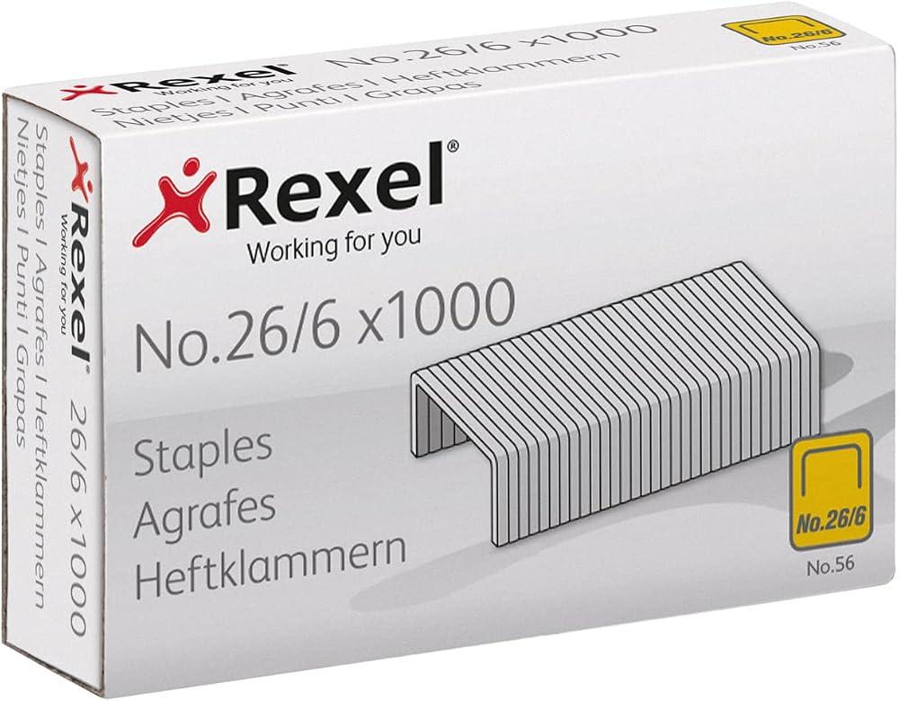 Rexel No.56 (26/6) Staples Box of 20000 for Desktop Staplers Grey