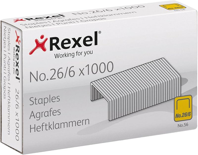 Rexel No.56 (26/6) Staples Box of 20000 for Desktop Staplers Grey