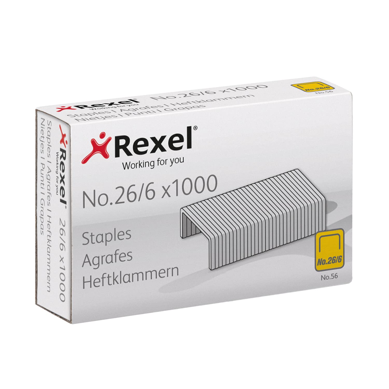 Rexel (2115727) No.56 (26/6) Staples, Staple Up To 20 Sheets, Standard Size For Desktop Staplers & Pliers,Grey Box of 20 x 1000 (20,000) Staples