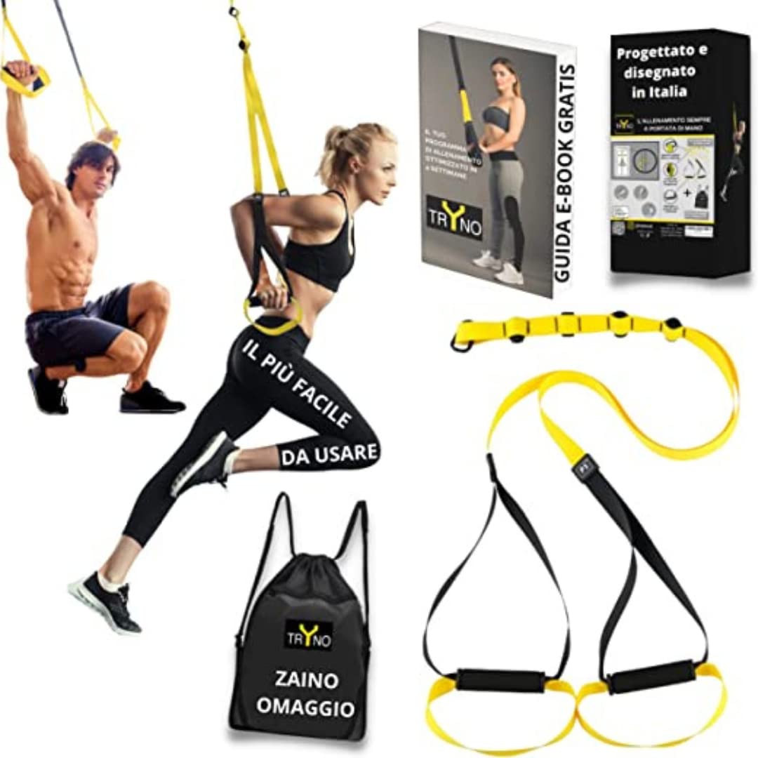 TRYNO TRX Fitness | Multifunctional Gym Tool | TRX Suspension Training | New TRX Suspension Training 2021 + Comfortable and Lightweight + Backpack