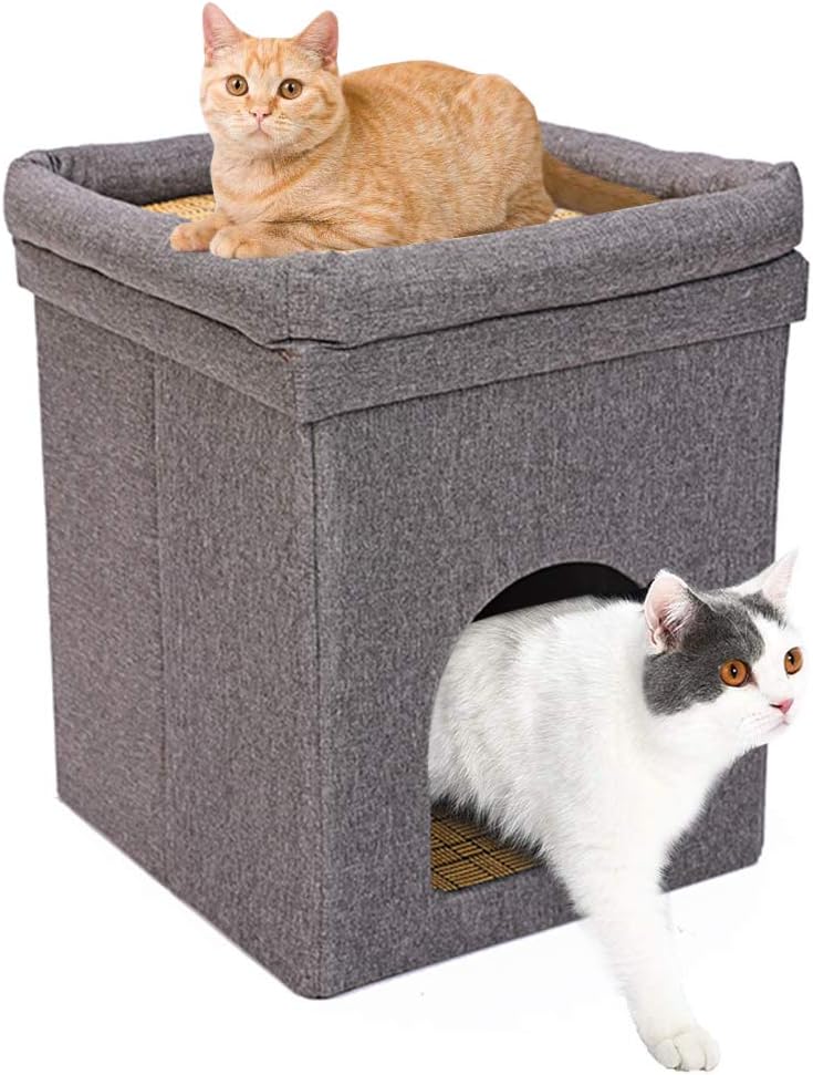 ShellKingdom Collapsible Cat House, Foldable Fabric Cat Cube and Cat