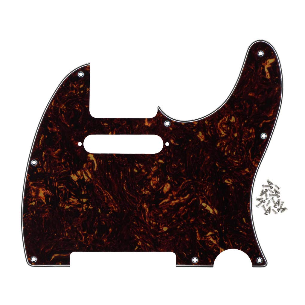 FLEOR 8 Hole 4Ply Brown Tortoise Shell TL Pickguard Single Coil Neck Hole Cut Guard Plate with Mounting Screws for U.S./Mexican Standard TL TE Plate Replacement โ image 1