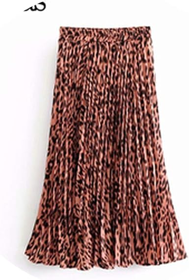 red leopard pleated skirt