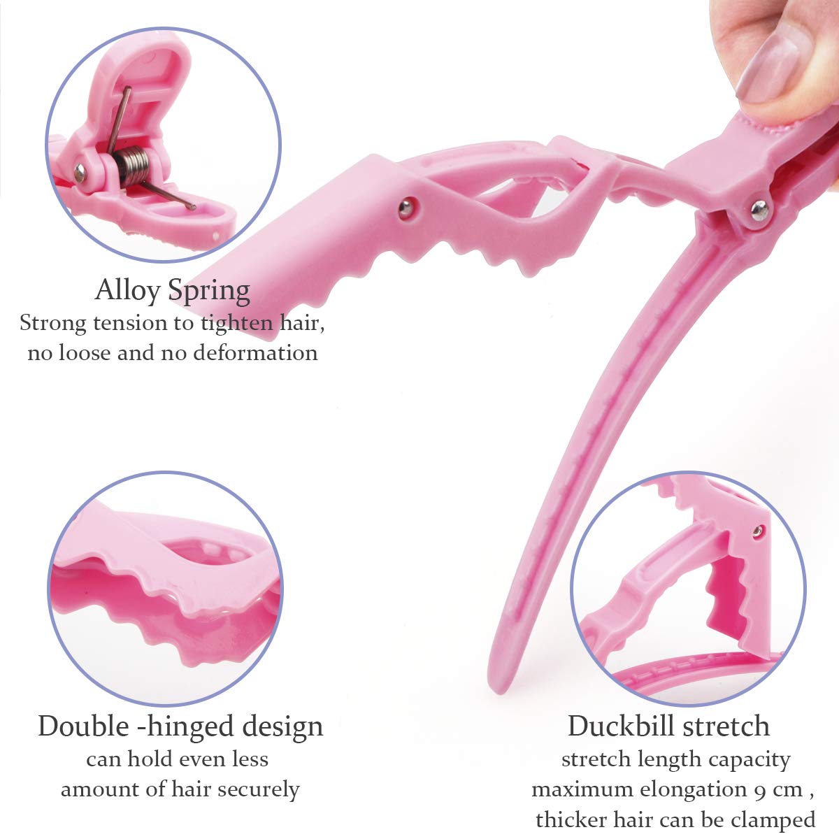 GLAMFIELDS 12 pcs Alligator Hair Clips for Styling Sectioning, Non-slip Grip Clips for Hair Cutting, Durable Women Professional Plastic Salon Hairclip with Wide Teeth & Double-Hinged Design: Beauty