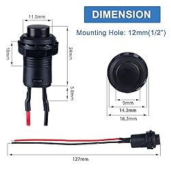 DMWD 12-Pack 12mm Momentary Push Button Switch AC